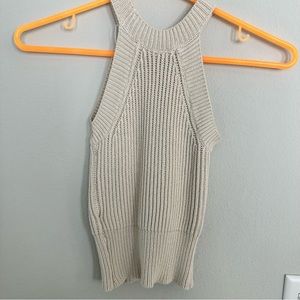 Brandy Melville Crop Sleeveless Cream Sweater Top